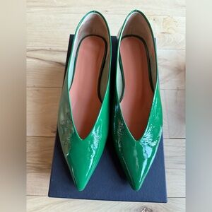 Rachel Comey New Green Patent Leather flats. New in box never worn.